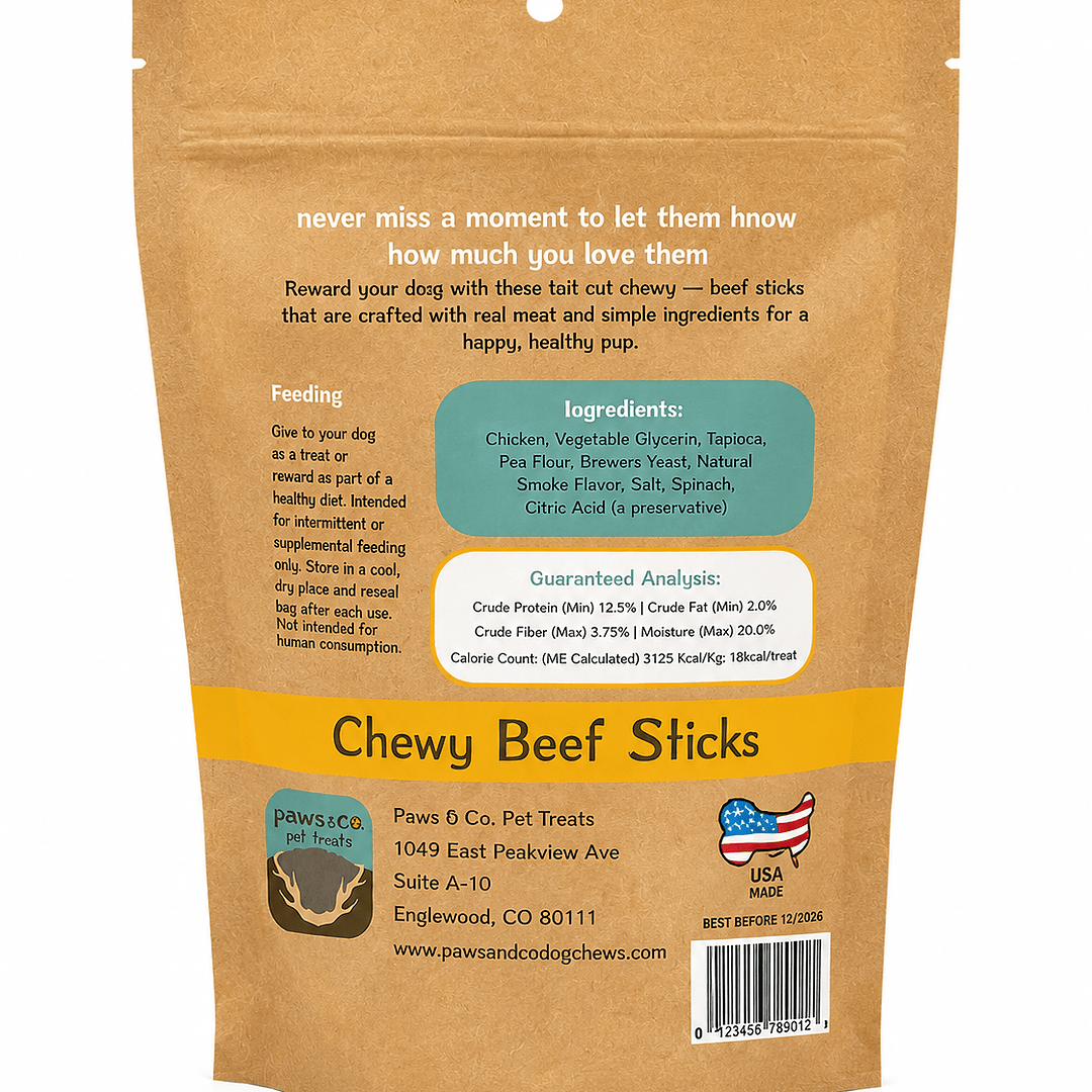 Chewy Beef Stick - Paws & Co Dog Chews