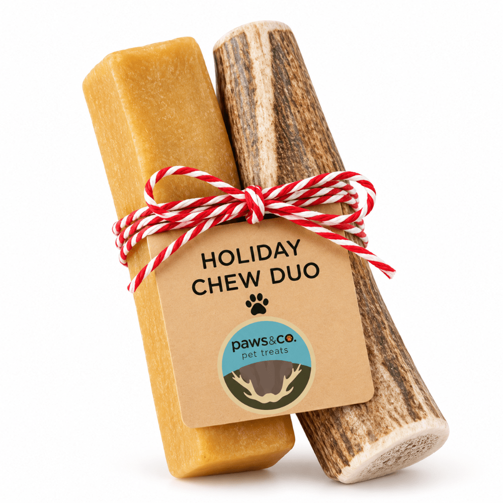 Holiday Chew Duo | Elk Antler & Yak Cheese Dog Chews - Paws & Co Dog Chews