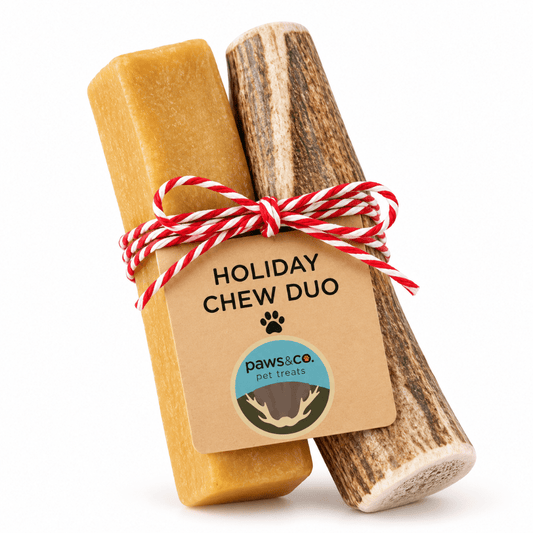 Holiday Chew Duo | Elk Antler & Yak Cheese Dog Chews - Paws & Co Dog Chews