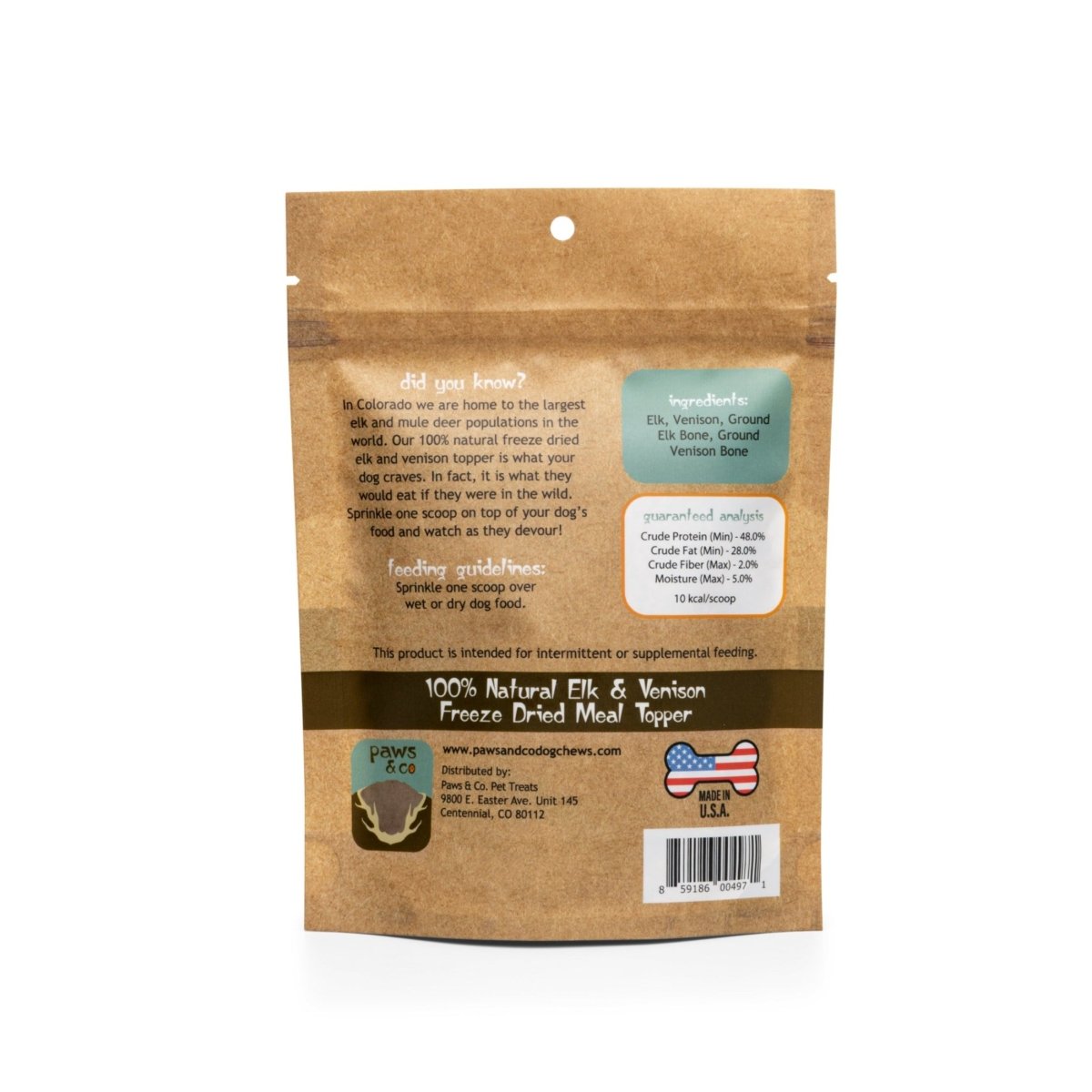 Elk & Venison Freeze Dried Meal Topper - Paws & Co Dog Chews