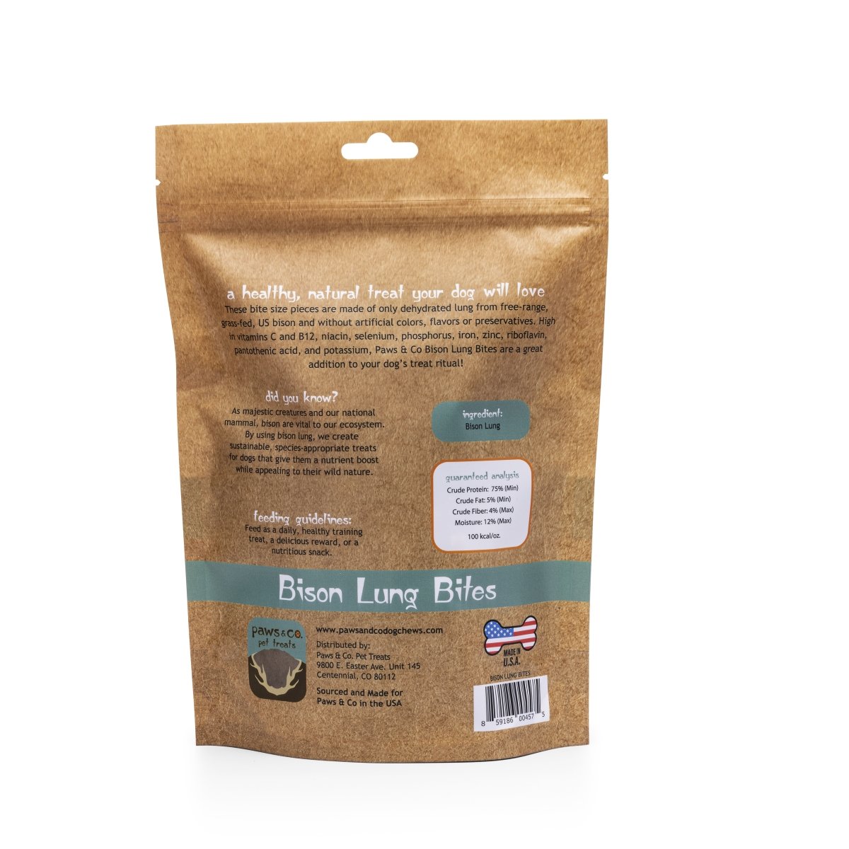 NEW! Bison Lung Bites - Paws & Co Dog Chews