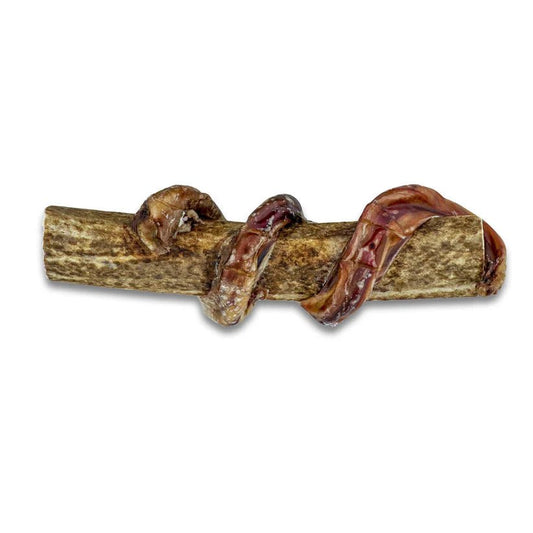 Split Elk Antler Chews Wrapped in Beef Bully Stick - Paws & Co Dog Chews